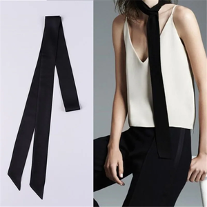 Pañuelo largo y estrecho para mujer, banda para el cuello, pañuelo estampado liso, pañuelo para el pelo, lazo de moda para mujer - Product Image 1