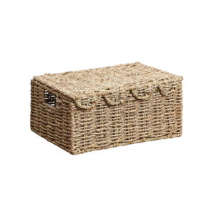 Wholesale Natural Seagrass Scalloped Woven <b>Baskets</b> <b>for</b> <b>Storage</b> with Lid <b>for</b> Bedroom Living Room <b>Bathroom</b> from Vietnam - Product Image 2