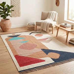 Decorative Turkish Kilim Carpet Hand Woven Bedroom Sustainable Floor <b>Mat</b> Farmhouse Living Room Cotton Kilim Rug with Fringes - Product Image 1