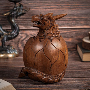 Figurine de dragon en bois massif, décoration d'intérieur, œuvre d'art en bois de dragon personnalisée, usine OEM, sculpture de dragon en bois de qualité supérieure, article cadeau - Product Image 3