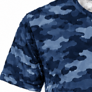 เสื้อยืดลายพรางสีน้ำเงินกรมท่าผู้ชายแขนสั้นคอกลมพิมพ์ลายพรางกีฬาออกกำลังกายวิ่งประสิทธิภาพสูงชุดกีฬา - Product Image 3