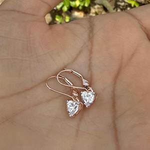 Pendientes Colgantes de Diamante Cultivado en Laboratorio con Forma de Corazón, 2CT, Oro de 14K, Joyería Romántica para Mujer, para Fiestas y Eventos - Product Image 4