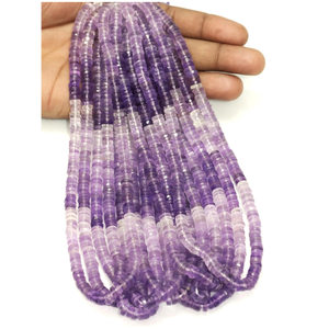 Cuentas de amatista natural en forma de neumático, lisas y con tonalidades, de 16 pulgadas, calidad AAA, cuentas planas de amatista, para joyería. - Product Image 1