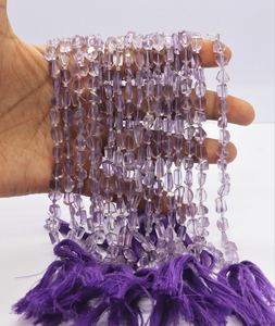 AAA Natural Pink <b>Amethyst</b> Faceted Uneven Nugget Shape Beads 6-7 MM Pink <b>Amethyst</b> Laser Cut Tumble Nugget Beads 9 Inch Jewelry - Product Image 1
