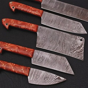 Ensemble de couteaux de chef OEM avec logo personnalisé, 5 pièces, couteaux en acier Damas, manche en résine époxy, lame droite, garantie 1 an - Product Image 4