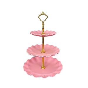 Elegant Black Metal <b>3</b> <b>Tier</b> <b>Cake</b> <b>Stand</b> with Gold Handle Dessert Display Rack for Wedding Birthday Party Bakery Buffet Hotel. - Product Image 5