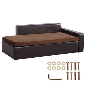 Divano Letto in Morbida Pelle per Cani e Gatti di Taglia Grande, Capacità di Carico 110 Libbre, Misure XL/XXL, Divano per Cani in Marrone - Product Image 1