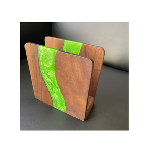 Porte-serviettes en résine et bois de couleur blanche pour salle à manger, cuisine, chambre à coucher, commodes, décoration / Porte-serviettes artisanal en résine - Product Image 3