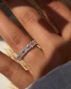 Lab Grown Diamond Full Eternity Wedding Bands <b>Stacking</b> Matching <b>Rings</b> 4 Carat Emerald Radiant Cut For Women 925 Sterling <b>Silver</b> - Product Image 1