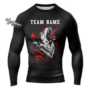 Rashguard MMA personnalisé uni à manches longues respirant unisexe en Spandex/Polyester pour la vente en gros – Créez votre propre rashguard noir - Product Image 1