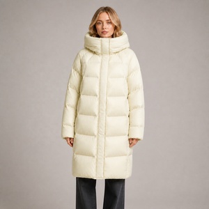 Manteau long matelassé pour femme avec capuche, en duvet et rembourrage polyester, chaud, pour l'hiver - Product Image 1