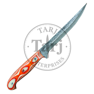 Hand Forged High Durability Damascus Steel <b>Fish</b> Fillet <b>Knife</b> Colored Micarta Handle Leather Sheath | Custom Fishing <b>Knife</b> 3-Year - Product Image 6