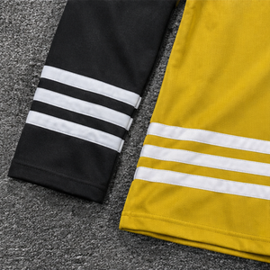 Jersey de Hockey sobre Hielo Unisex Amarillo y Negro, Manga Larga, Cuello en V, Sublimado, Transpirable, Absorbe la Humedad, 220g, Corte Regular para Adultos - Product Image 4