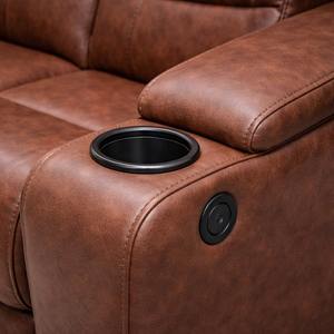 Juego de Sofás Reclinables Motorizados para Sala de Estar en Cuero PU con Portavasos y Chaise Longue - Product Image 5