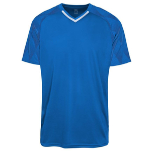 Maillot de football unisexe personnalisé bleu roi à col en V, manches courtes, respirant, anti-humidité, en polyester, vêtement de sport pour adulte, coupe classique - Product Image 1