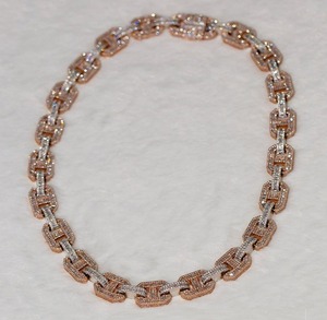 <b>Ice</b> <b>Out</b> 2 Row Prong 16mm Round Lab Grown Rhodium Plated Luxury Hip Hop <b>Chain</b> Necklace with Moissanite - Product Image 1