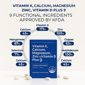 Calcio Magnesio Zinc D3 K2 Tabletas 30 Recuentos Fuerza ósea Suplemento OEM Corea - Product Image 3