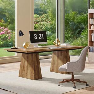 63-Inch Modern Simple Executive <b>Desk</b> <b>Large</b> Office Double Pedestal Computer Workstation Writing Table for Conference Use - Product Image 4