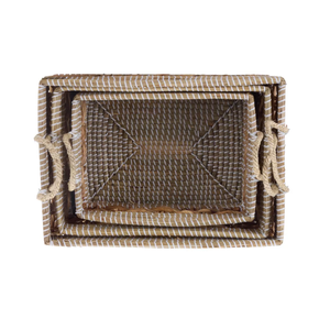 Wholesale Farmhouse Seagrass <b>Water</b> <b>Hyacinth</b> Nested Storage <b>Baskets</b> for Organizing With Handles Made in Vietnam - Product Image 3