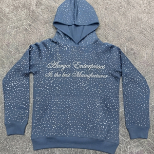 Sudadera con capucha de peso pesado, desgastada y lavada al ácido para niños, al mejor precio, sudadera con capucha de hombros caídos con pedrería para hombre, todos los colores disponibles - Product Image 3
