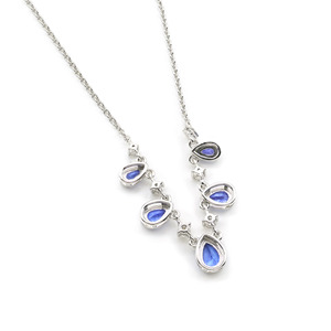 New Hot Sell 1.83 CTW Bezel Setting Tanzanite Gemstone <b>Necklace</b> in 14k Fine White Gold Diamond Wedding <b>Necklace</b> Ready to Ship - Product Image 2