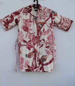 Bata Kimono con Estampado de Dibujos Animados para Mujer, Suave y Transpirable, 100% Algodón, Camisón de Verano Hecho a Mano, Cuello en V, Cintura Elástica, Largo Completo - Product Image 2