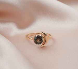 Smoky Quartz 925 Sterling Silver Crescent <b>Moon</b> <b>Ring</b> Handmade Adjustable Boho Statement Jewelry Gift Women for Christmas gift her - Product Image 4