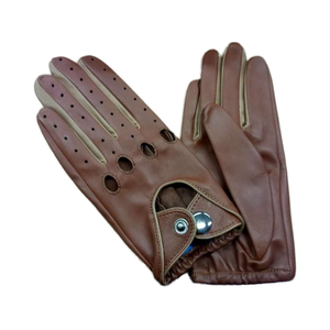 Gants de conduite en cuir de chèvre et de daim pour hommes et femmes, style vintage, avec logo personnalisé du fabricant, pour la conduite automobile et la moto - Product Image 2
