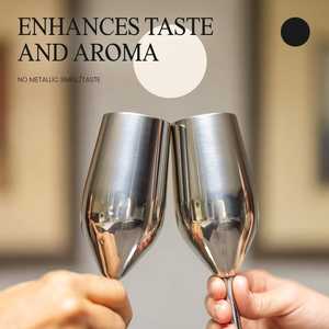 Copa de Vino Moderna Irrompible de Calidad Premium, Sostenible, de Metal Cepillado, para Flautas de 301-400 ml, Vaso para Bebidas - Product Image 2