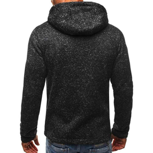 Sweat-shirt à capuche zippé en polaire pour homme, coupe classique, couleur unie, tenue décontractée d'automne, noir avec accents vert fluo - Product Image 6