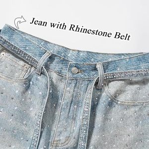 Shorts en jean baggy pour homme avec strass, style Y2K, coupe ample vintage, décontracté, jambe large, streetwear - Product Image 3