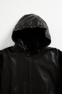 Chaqueta con Capucha de Cuero Personalizada ODM/OEM 2026 de Alta Calidad con Logotipo Grabado, Chaqueta con Capucha de Cuero Original con Cremallera Extra Grande para Hombre - Product Image 4