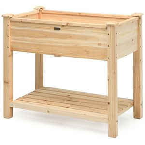 Jardinière surélevée en bois avec support, système d'arrosage automatique et trous de drainage pour plantes vertes - Product Image 3