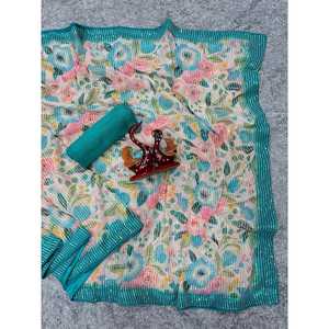 Sari de ropa de boda de diseñador con trabajo de bordado de secuencia - Product Image 1