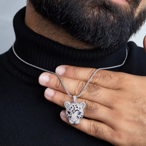 จี้หัวเสือชุบโรเดียมประดับคริสตัลไรน์สโตนแบบไมโครเพฟ สไตล์ฮิปฮอป ทำจากโลหะผสม เหมาะสำหรับทั้งชายและหญิง เป็นของขวัญ - Product Image 4