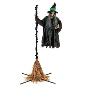 Decorazione Animatronica di Halloween con Strega su Scopa di 2,1 Metri con Luci LED - Product Image 2