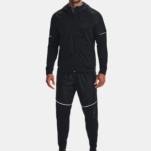 Men's Black Slim Fit Moisture Wicking Athletic Pants <b>Elastic</b> Waist Solid Color All Seasons Polyester Sport Wear - Product Image 4