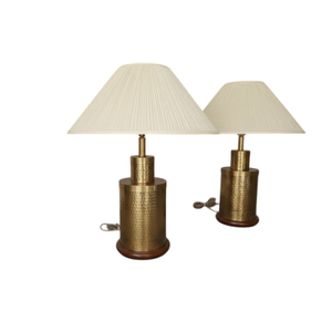 Lampe de table en métal martelé en laiton antique, finition bronze huilé, abat-jour en lin pour le salon, la chambre familiale ou le bureau - Product Image 6