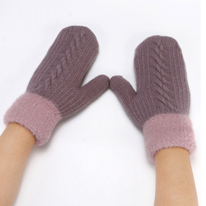 Mitaines tricotées d'hiver avec revers moelleux en coton/spandex pour femme – Chauffe-mains décontractés pour l'extérieur, longueur poignet, séchage rapide - Product Image 6