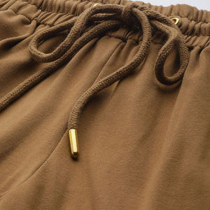 Ensemble de survêtement marron à capuche pour femme, 2 pièces, manches longues, en coton tricoté, décontracté, avec poches, coupe ample, longueur cheville - Product Image 5