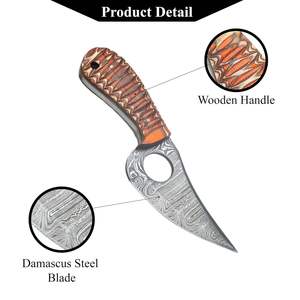 Oferta Especial: Cuchillo de Caza de Acero de Damasco Personalizable OEM de Alta Durabilidad con Funda y Mango Yellow Dollar, Hoja Fija Industrial D2 - Product Image 3
