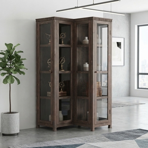 Teak Wood <b>Storage</b> <b>Drawers</b> Natural Solid Wooden Glass Cabinet Luxury Display Cupboard Living Room Sideboard Home Furniture <b>Box</b> - Product Image 2