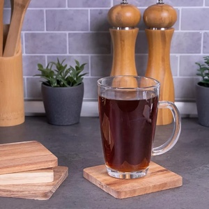 Sous-verres élégants en bois d'acacia et noyer, sets de table de mariage, matériau écologique, design classique pour tapis et dessous de verre - Product Image 3