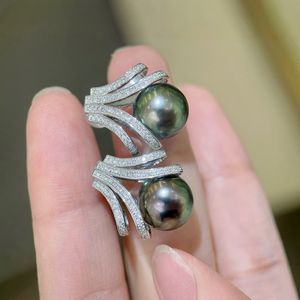 Boucles d'oreilles luxueuses en argent sterling 925 avec diamants, perles d'or naturelles de 11 à 12 mm, forte brillance, légères imperfections, design à crochet d'oreille, livrées avec un cadeau - Product Image 2