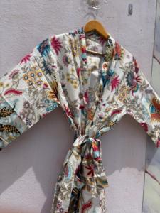 Peignoir en coton floral bohème pour femme, léger, style kimono, imprimé turc, vêtement de détente, robe de chambre, paréo de plage - Product Image 3