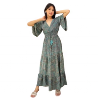 Robe longue en soie éco-responsable style bohème Y2K pour femme, coupe trapèze, classique, vintage, été, plage, streetwear, avec pompons, mignonne et décontractée