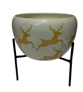 Pot de fleurs en métal turquoise avec imprimé ange doré et support en fer noir, porte-plantes décoratif pour l'intérieur et l'extérieur - Product Image 5
