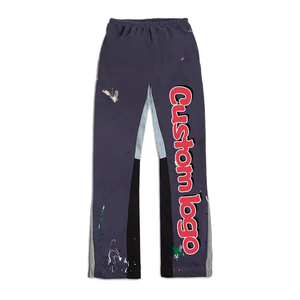 Pantalones Acampanados Desgastados Personalizados para Hombre, de Pierna Ancha, con Diseño Casual Apilado y Estilo Streetwear - Product Image 3