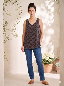 Camiseta sin mangas con cuello en V para mujer, estampado geométrico, corte holgado, informal, primavera-verano, tejido transpirable - Product Image 5