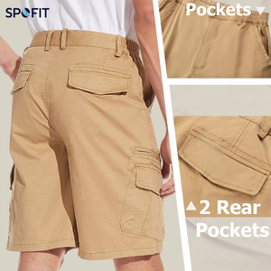 Shorts cargo décontractés d'été pour hommes, couleur unie, pantalon de plage avec poches, écologiques, respirants, 100% coton canvas - Product Image 6